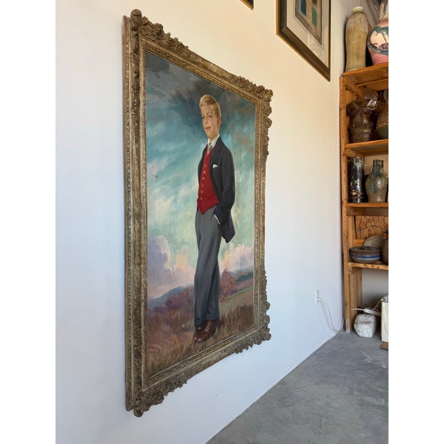 A distinguished vintage oil portrait on canvas by Belgian–British artist Emilie Antoine Verpilleux (1888–1964), dated 1937...