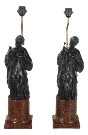 Neo-Classical Figural Lamps, 1880, Set of 2