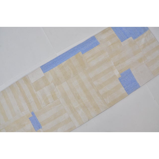 1960s White and Blue Stripe Kilim Runner For Sale - Image 10 of 10