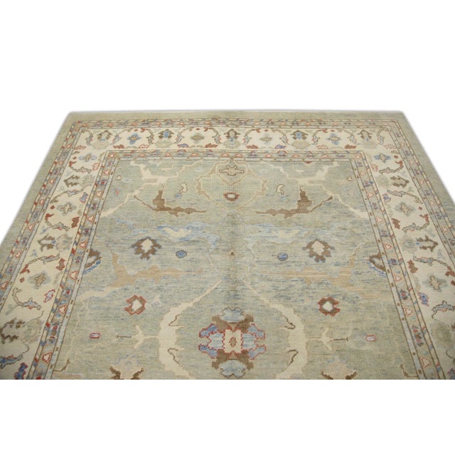 Green Multicolor Handwoven Turkish Oushak Rug 8'3" X 10'7" For Sale - Image 4 of 7