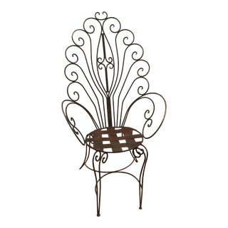 Antique French Chair Wrought Iron Art Nouveau For Sale
