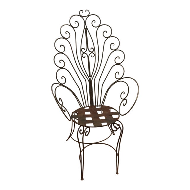 Garden Chair French Art Nouveau Wrought Iron For Sale