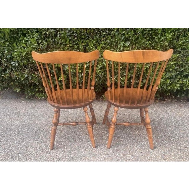 Vintage Mid Twentieth Century S Bent & Bros Colonial Maple Wood Windsor Side Chairs, a Pair For Sale - Image 10 of 10