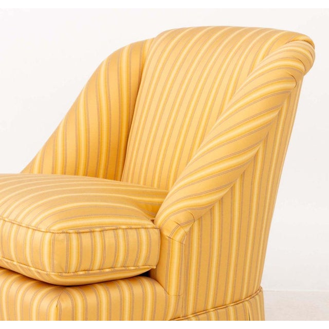 Baker Yellow Striped Silk Lounge Chairs, Pair For Sale - Image 10 of 13