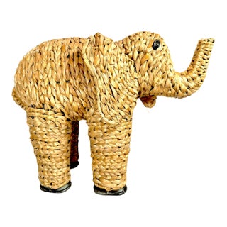 Vintage Woven Wicker Elephant For Sale
