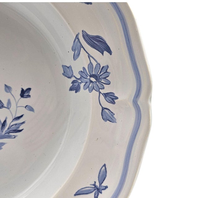 Longchamp France Moustiers Blue Rim Soup Bowl, 9-Inch Porcelain For Sale - Image 4 of 10