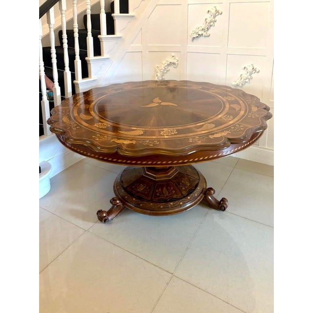 Large Antique Irish Killarney Marquetry Inlaid Yew Wood Centre Table attributed to the Egan Workshop, 1860 For Sale - Image 4 of 18