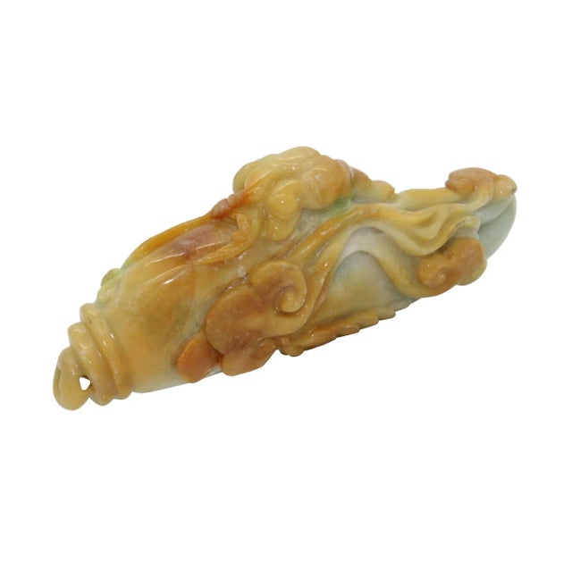 Carved Jade Pendant Kid Catching Fish With Luyi Net For Sale - Image 4 of 7
