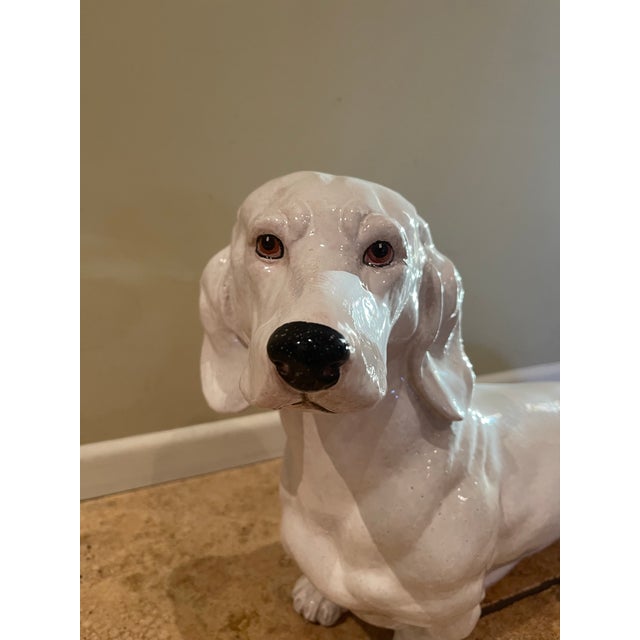 Mid-Century Modern 1960s Life Sized Italian Glazed Terra Cotta Dachshund For Sale - Image 3 of 12