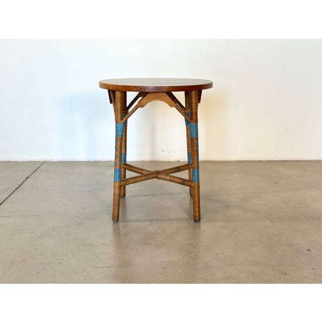 Round Wooden and Wicker Coffee Tables, 1970s, Set of 2 For Sale - Image 4 of 13