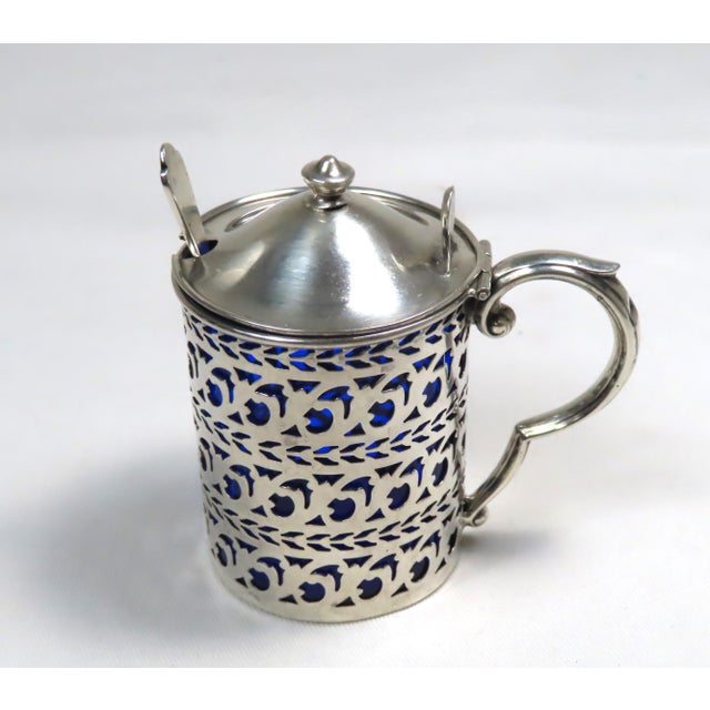 Antique Sterling Silver & Cobalt Glass Mustard Pot Chairish