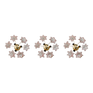 1970s Charming Murano Vintage Ceiling Light Pink Flowers - Set of 3