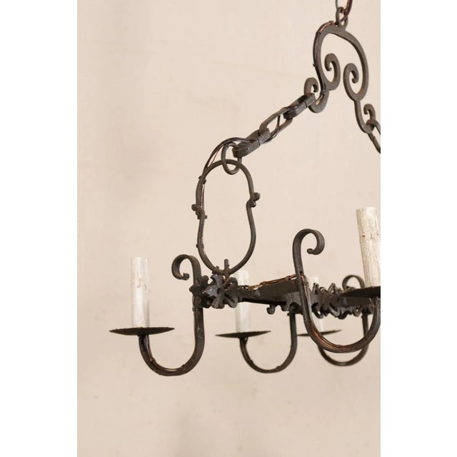 Mid 20th Century French 6-Light Iron Chandelier For Sale - Image 9 of 11
