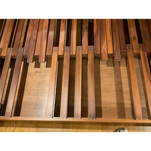 Custom Solid Teak Convertible Sofa Queen With Futon and Back Cushion For Sale In Portland, OR - Image 6 of 10