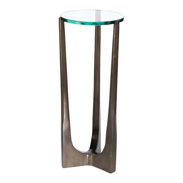 21" High Cortina Drink Table with Glass Top For Sale