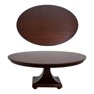 Large Round Mahogany Dining Pedestal Conference Table For Sale