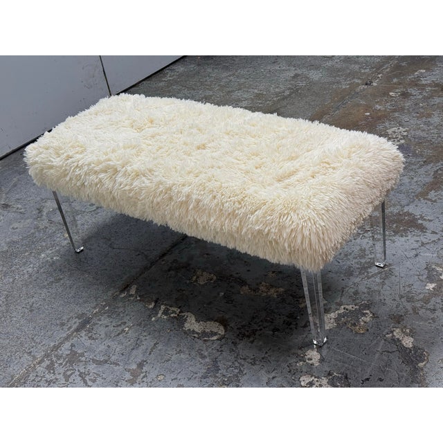 Skyline Furniture Faux Fur + Acrylic Legs Bench For Sale In San Francisco - Image 6 of 12