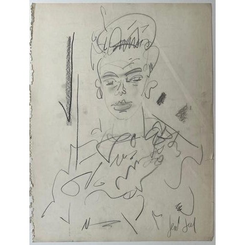 1970s Gen Paul, Portrait, 1970s, Pencil Drawing For Sale - Image 5 of 5