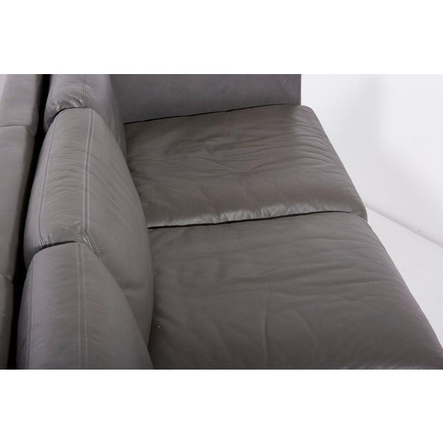 Sofa Set in Grey Leather by Charles Pfister for Knoll, USA, 1970s, Set of 3 For Sale - Image 10 of 18