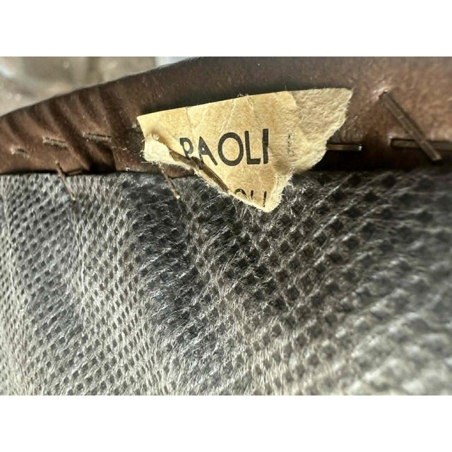 Mid 20th Century 1960s Vintage Paoli Chair Company Oak and New Faux Leather Club Chairs With Brass Nailhead Trim - Set of 6 For Sale - Image 5 of 5