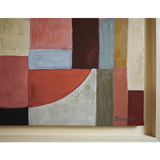 Cerise Construction Intime, Contemporary Abstract Geometric Oil Painting Framed by Sophie Dumont For Sale - Image 8 of 10