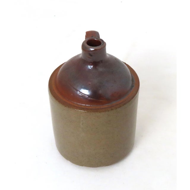 Ceramic Unusual Small Pint Size Antique Classic Style American Stoneware Spirits Jug For Sale - Image 7 of 13