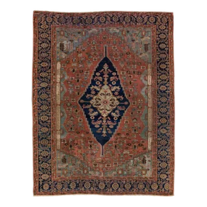 Antique Persian Serapi Handmade Medallion Wool Rug