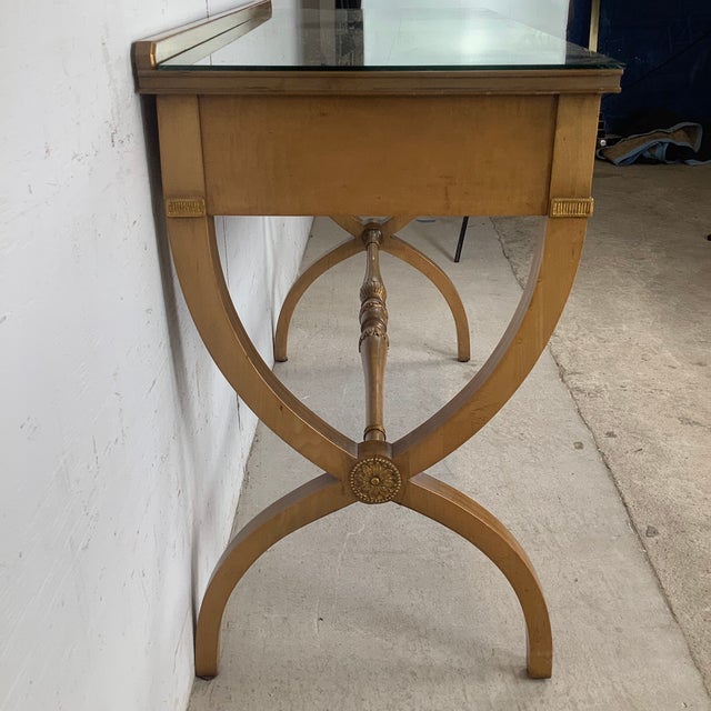 Wood Vintage Regency Style Console Table, Writing Desk or Vanity With Curule Base For Sale - Image 7 of 12