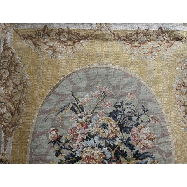 Late 20th Century Traditional Floral Woven Tapestry Wall Hanging With Passementerie Tassels For Sale - Image 5 of 7