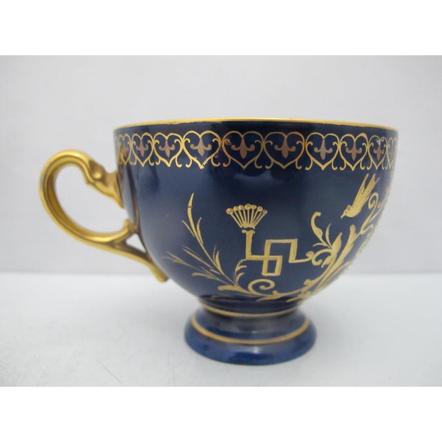 Carl Knoll Karlsbad Hermann Voigt Landscape Painting Blue Porcelain Cup & Saucer For Sale In Portland, OR - Image 6 of 9