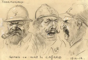 G. Cervelli, World War One French Satirical Caricature, 1910s, Charcoal
