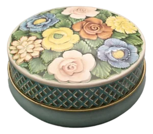 Mid 20th Century Blue Floral Round Tin