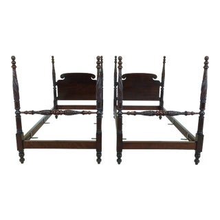 Pair Antique Early 1900s Empire Twin Beds For Sale
