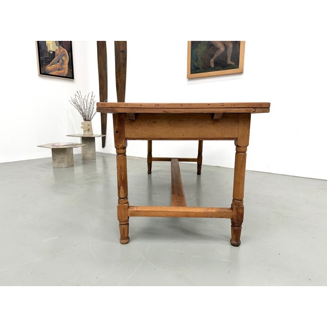 Wood Large Extendable Farmhouse Table in Cherry Wood, 1890s For Sale - Image 7 of 18