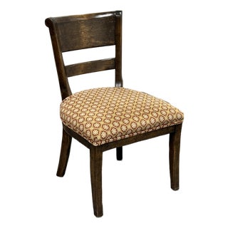 Vintage Wood + Fabric Side Chair For Sale