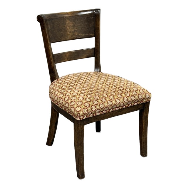 Vintage Wood + Fabric Side Chair For Sale