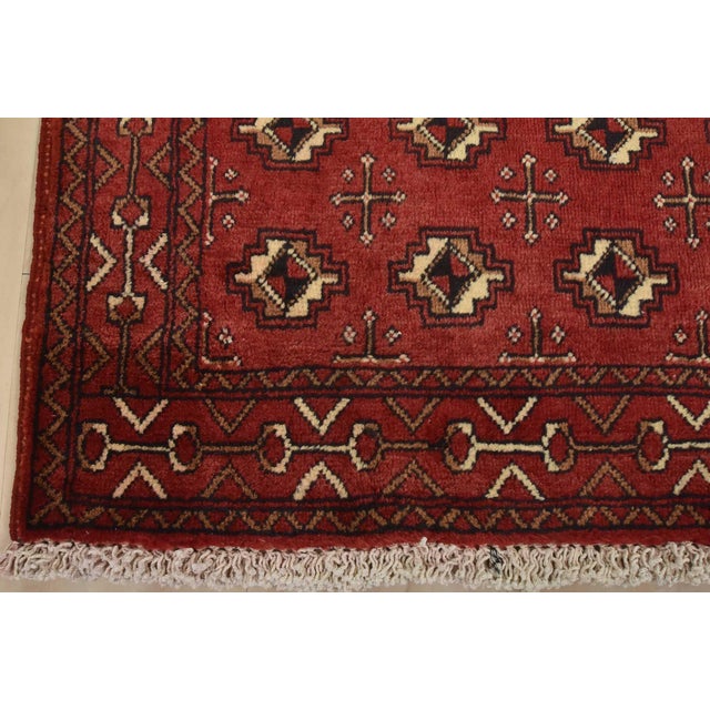Baloch Rug 3’5” X 6’5” Red Wool Vintage Tribal Hand-Knotted Oriental Carpet For Sale - Image 9 of 12