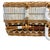Mid-Century Modern Vintage Gucci Inspired Bamboo Wicker Picnic Basket Case With Red, Black and White Striped Weave For Sale - Image 3 of 9