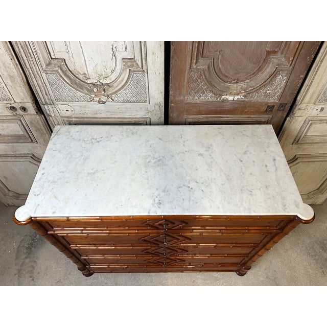 Antique Chest of Drawers in Faux Bamboo, 1880s For Sale - Image 9 of 15