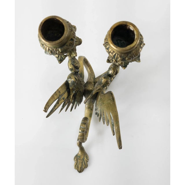 Italian Mid-Century Double Dragon Bronze Candle Holder For Sale In New York - Image 6 of 10