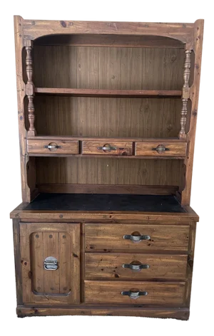 Vintage Young Hinkle "Ship Ahoy" Credenza Dresser With Bookshelf Hutch