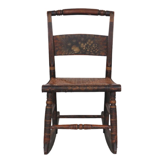 Hitchcock Style Stenciled Rocking Chair For Sale