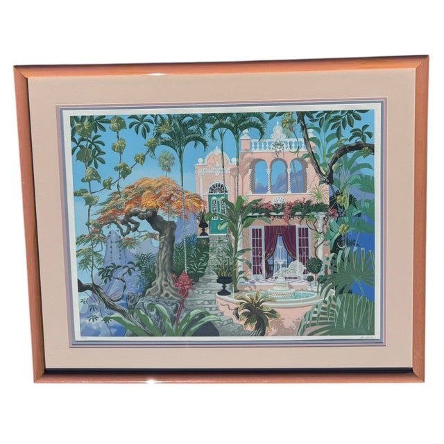 This striking signed and numbered limited edition serigraph is by John Kiraly and entitled "Poinciana Palace". It is...