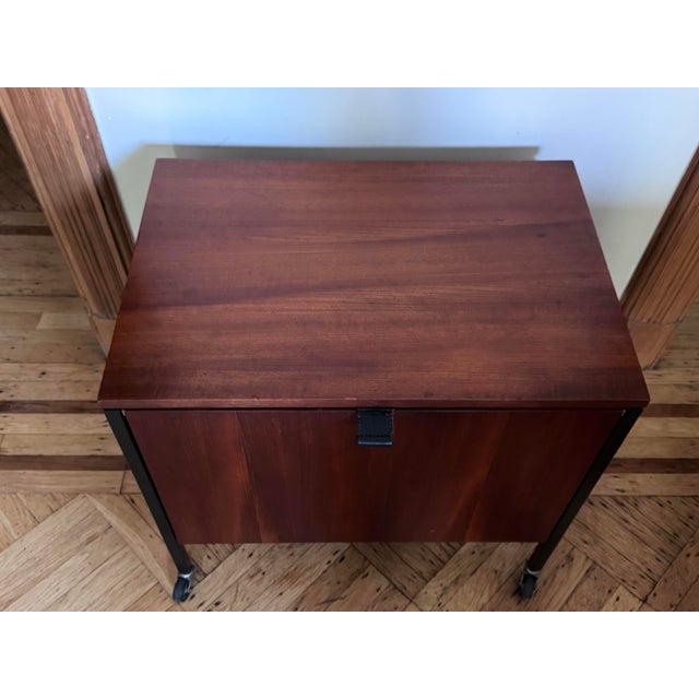 Wood Rare Mid-Century Florence Knoll Mobile Bar Cabinet for Knoll International Stuttgart For Sale - Image 7 of 12
