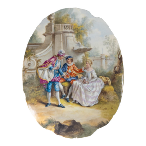 19th Century French Porcelain Sevres Style Plaque With Romantic Courting Scene