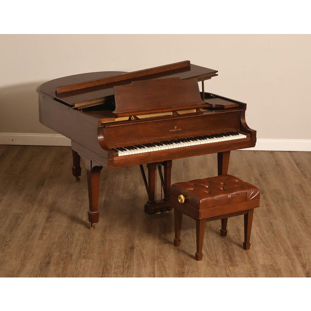 American 1929 Steinway & Sons Model M Vintage Walnut Grand Piano With Bench For Sale - Image 3 of 18