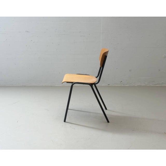 Stackable Studio Chair with Black Lacquered Steel Frame, 1990s For Sale - Image 10 of 17