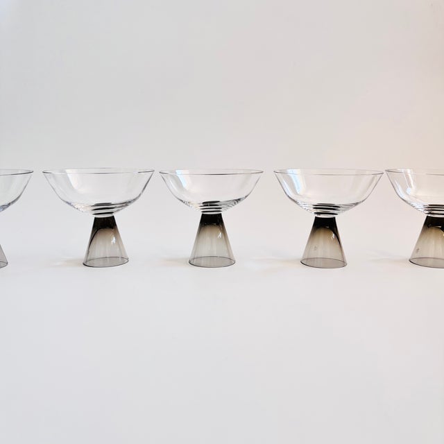 Glass Mid Century Rosenthal Fortuna Champagne Coupes by Elsa Fischer-Treyden - Set of 5 For Sale - Image 7 of 9