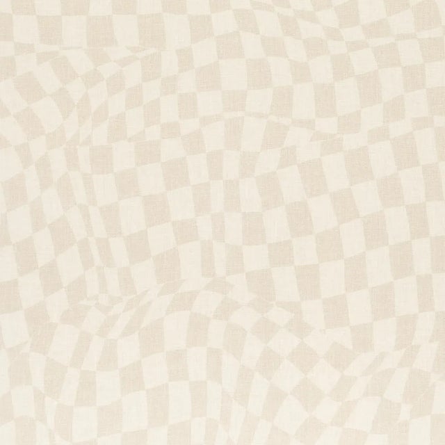 Sample - Schumacher X David Kaihoi Loose Check Panel Fabric in Light Neutral For Sale