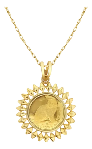 Isle of Man 1/25 OZ Fine Gold Coin with Aztec Style Bezel 16"